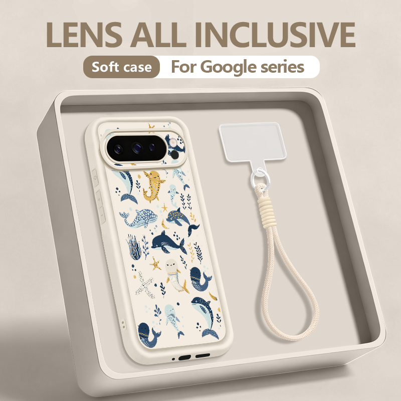 Google Pixel 9 Pro - Shark Ocean Patterned TPU Phone Case